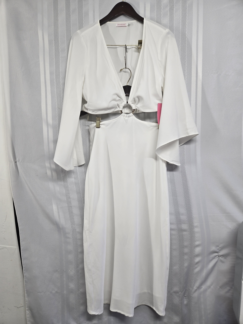 SHOE DAZZEL White Cutout Ring-Front Midi Dress SIZE XL
